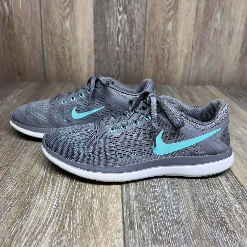 Nike Flex Women's US Size 7.5 830751-013 Gray Aqua Blue Running Sneaker Shoes